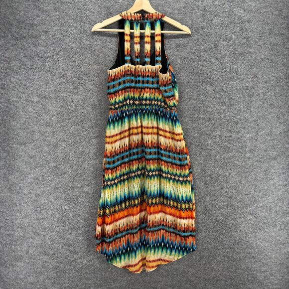 Unbranded Dress Women M Medium Orange Striped Sheath Midi Sleeveless Casual - Picture 2 of 5